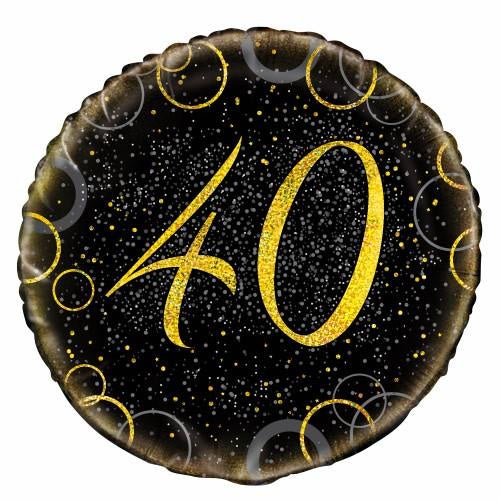 Glitz Gold 40th Birthday 45cm (18") Foil Balloon Packaged